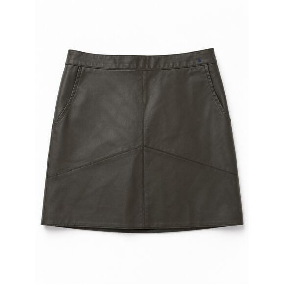 Harper Heritage Dresses & Skirts - Harper Heritage Faux Leather Mini Skirt XS Olive Green A-Line Zip Back Pockets